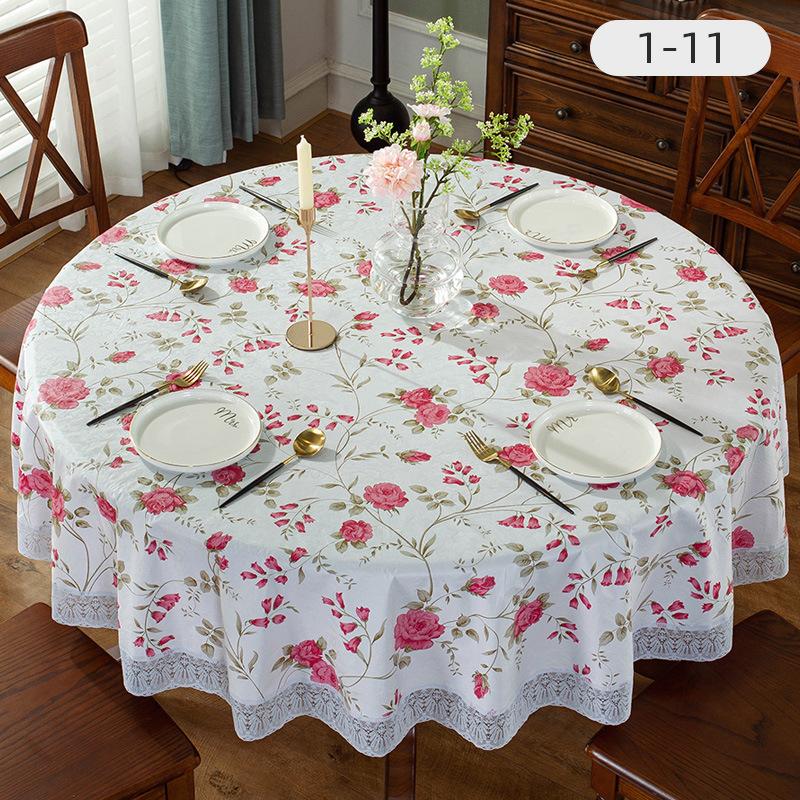 Hot Sale Printed Round Table Cloth PVC Waterproof Oil-proof Tablecloth Home Dining Lace Table Cover for Wedding Party Decor