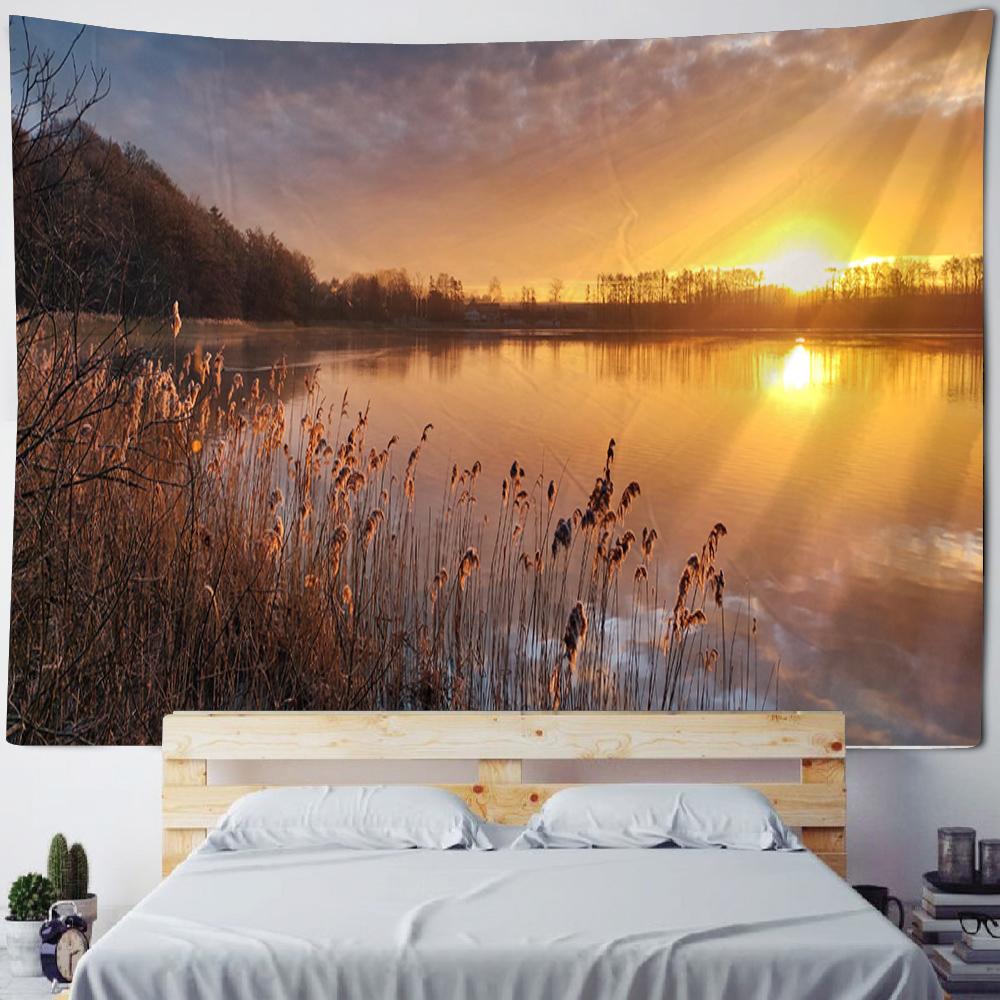 

Lake Reed Wild Plant Pattern Sunshine Landscape Wall Tapestry Art Decoration Carpet Hanging Home Bedroom Living Room Decoration 74x94cm(29x37in)