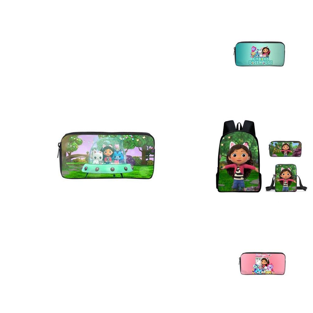 Gabby's Dollhouse Backpack Featuring Stylish Cartoon Design And Adjustable Shoulder Straps For Students
