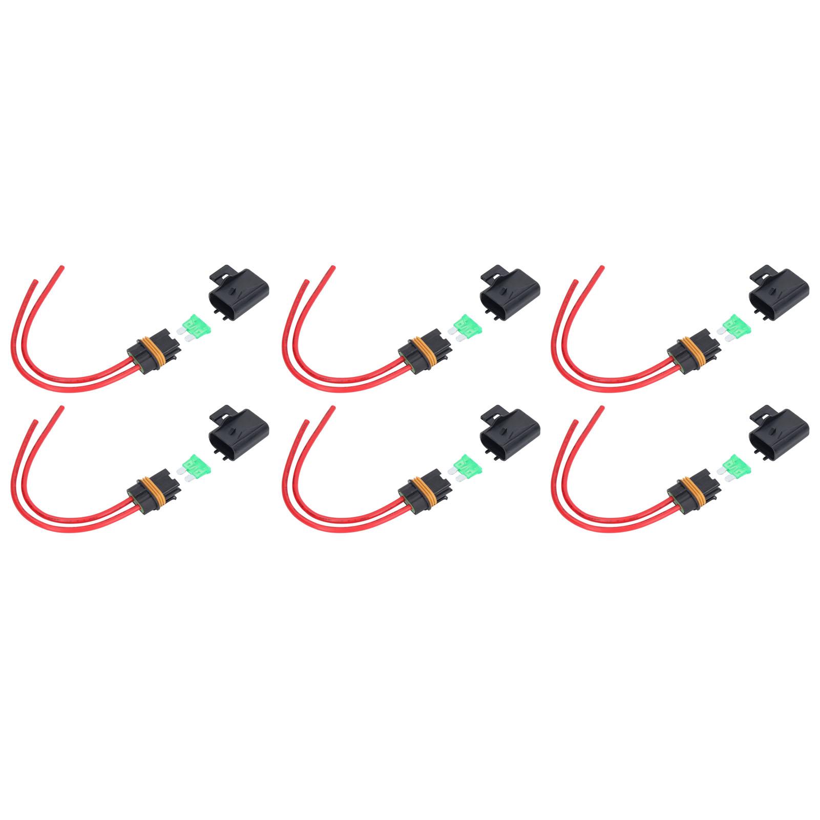 

6Pcs Inline Fuse Holder IP66 Waterproof 12AWG 30A Blade Wiring Harness for Boat Car
