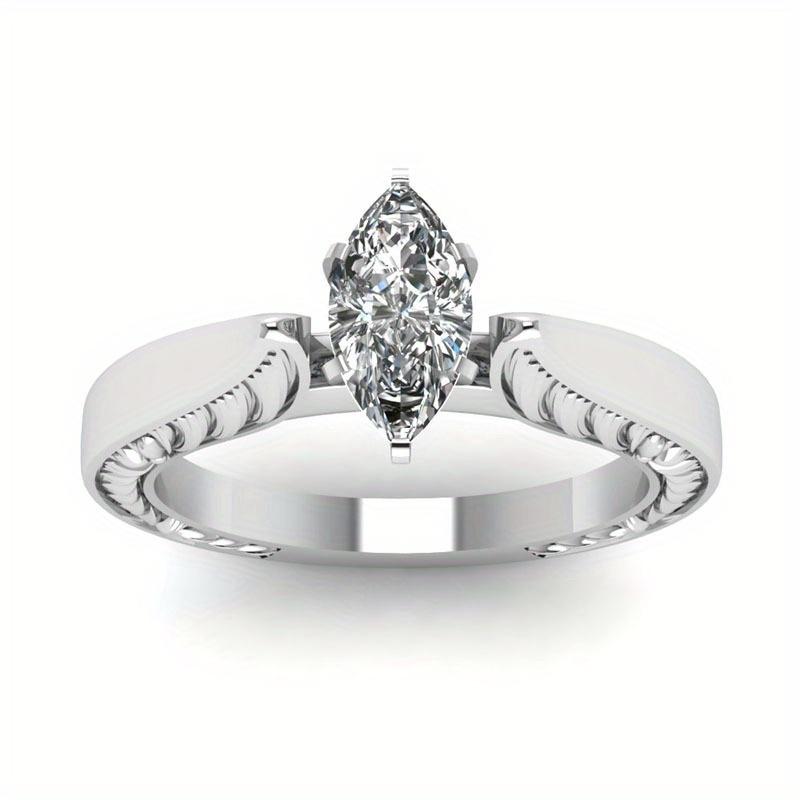 

1Pc Fashionable Retro Pattern Horse Eye Synthetic Zircon Ring, Suitable for Daily Wear 10 серебряный