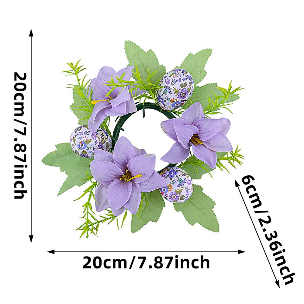 Easter Candle Ring Wreath Egg Candle Holder Ornaments Living Room Dining Table Artificial Flower Candle Wreath Atmosphere Decor