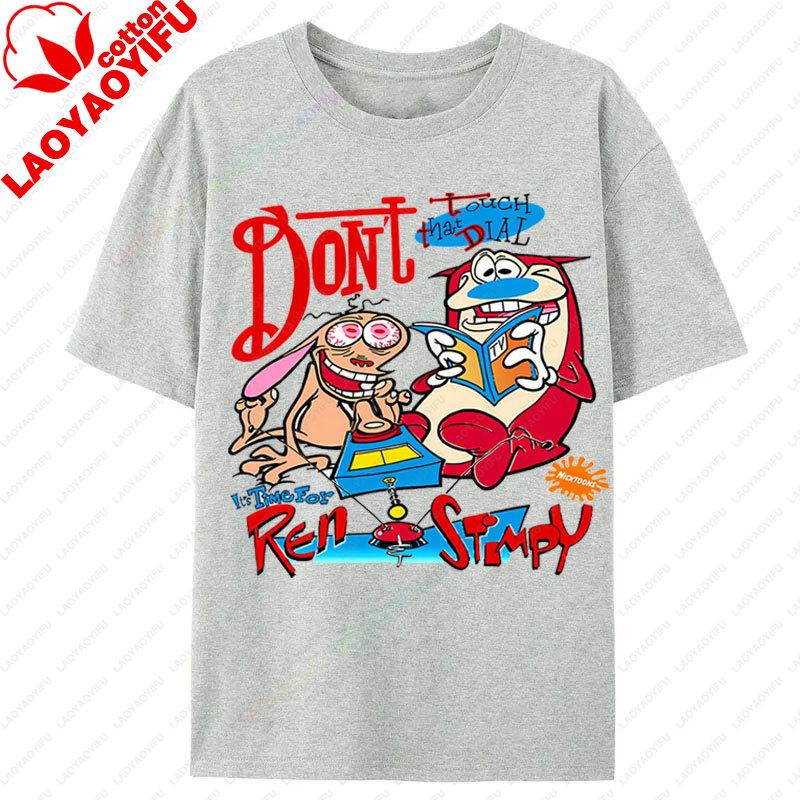 La T-shirt Ren & Stimpy Anni '90 Retrò Nickelodeon Commedia Vintage Cotone Grafica Manica Corta Magliette Divertente Cartone Animato Tema Y2k Top