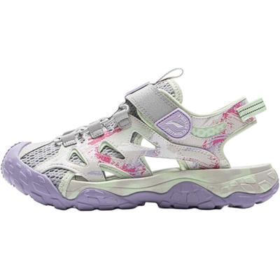 Li Ning Sandales Confortables Polyvalentes d'Escalade de Ruisseau Basses Sandales Enfants Gris Violet YKEV016-2