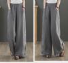 Retro Wide-Leg Cotton Linen High-Waisted Pants - Plus Size Women's Casual Wear