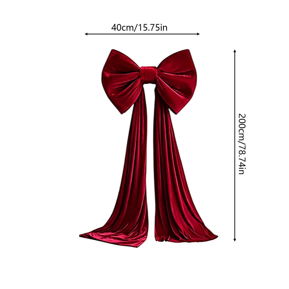 11x111cm Velvet Christmas Bow, Large Holiday Door Wreath Decor, Multifunctional Ornament For Tree Stair Fireplace Thanksgiving