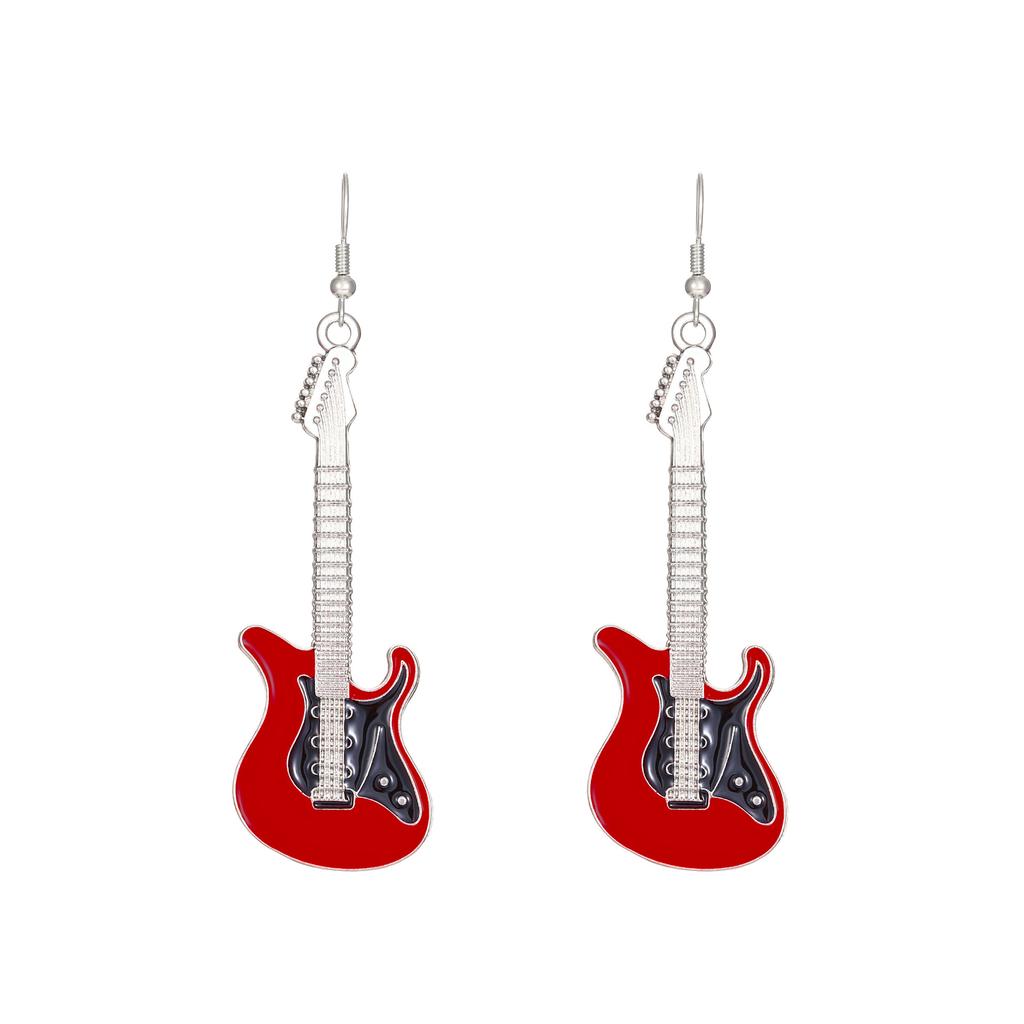 Vintage Punk Guitar Drop Earrings for Woman Funny Hip Hop Music Festival Party Dangle Earrings Teens Femme Jewelry Accessories
