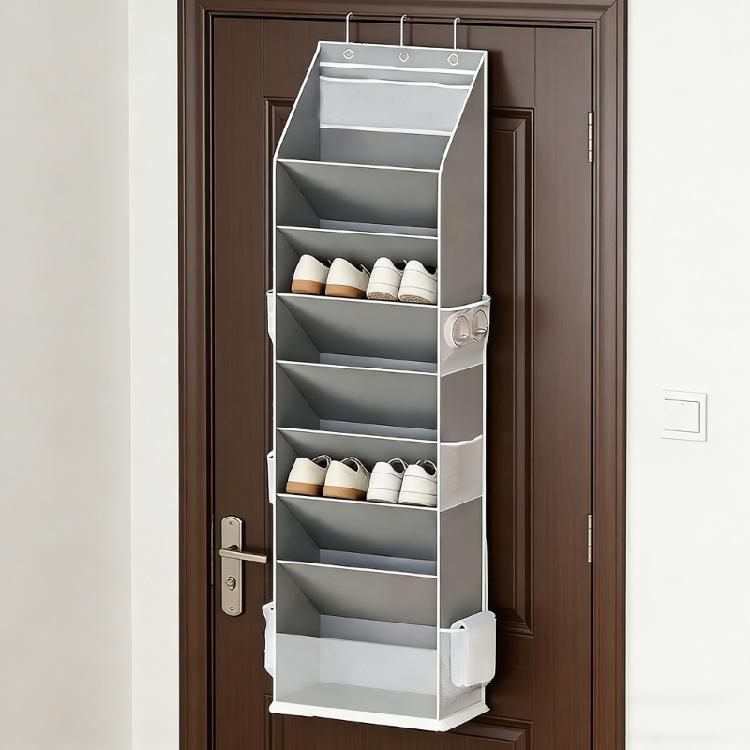 Modern Fabric Shoe Display For Door Back Providing 8 Shelves And Extra Pockets For Improved Arrangement