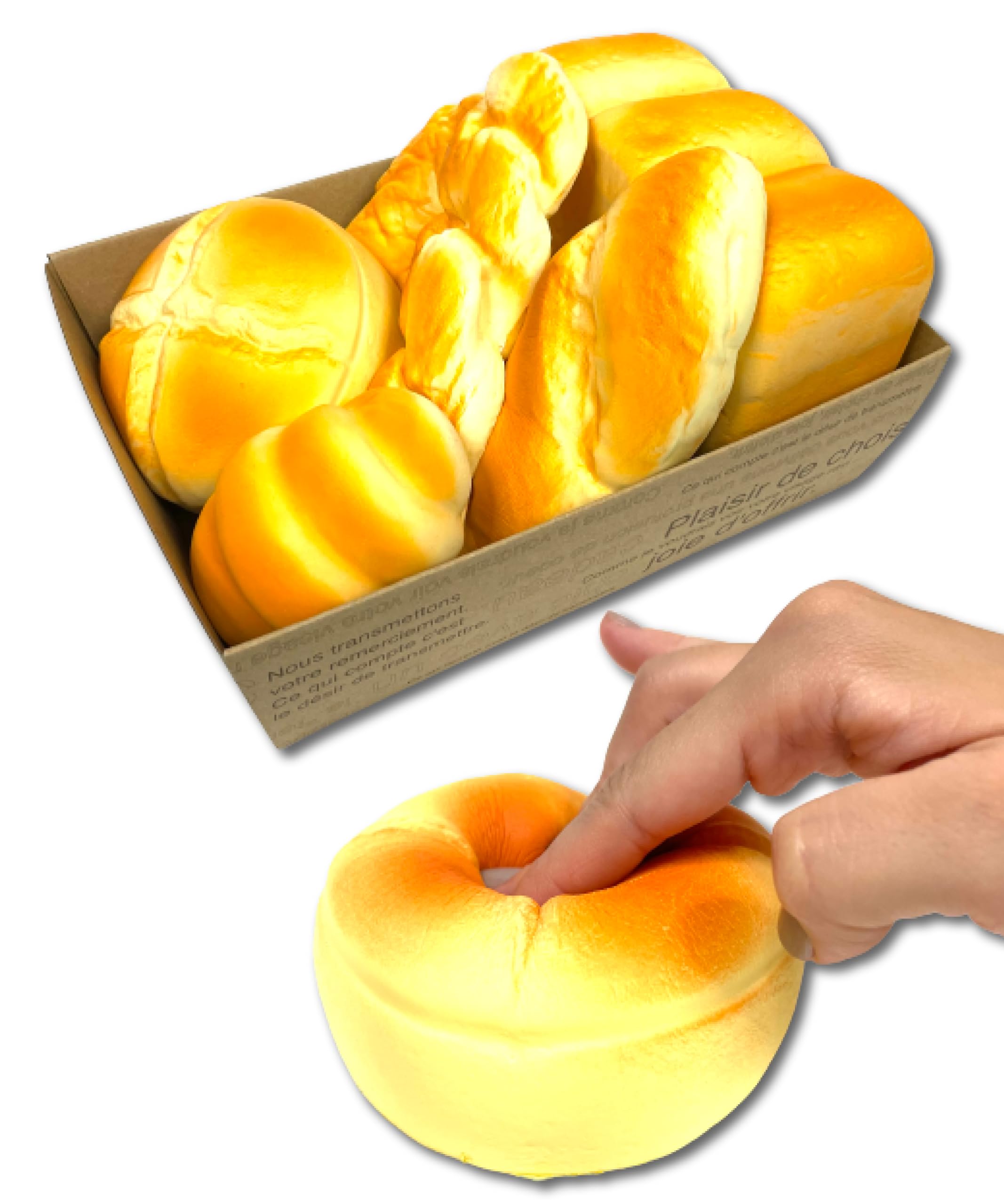 

Jumbo Squeezes Large Bread Set Variety Set of 6 Soft Exquisite Fluffy Bread Interior Squeeze Bakery Fluffy Bread (6 Set)