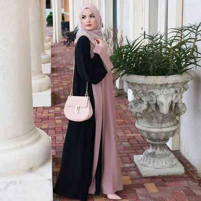 Stylish Two-Piece Spliced Muslim Abaya Cardigan Dress