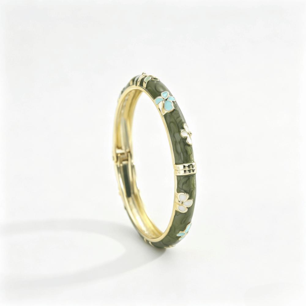 Elegant Design Enamel Bangle Flower Texture Open Clamp Bangle Light Luxury Dropped Glaze  Gifts