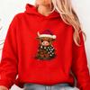 Cow Printed Women Hoodie Christmas Cow Graphic Winter Autumn Top Women Long Sleve with Pocket Casual Daily Sweatshirt Xmas Tops
