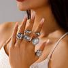 European and American style exaggerated design sense gold open ring set women's niche high-end sense joint ring fashion trend