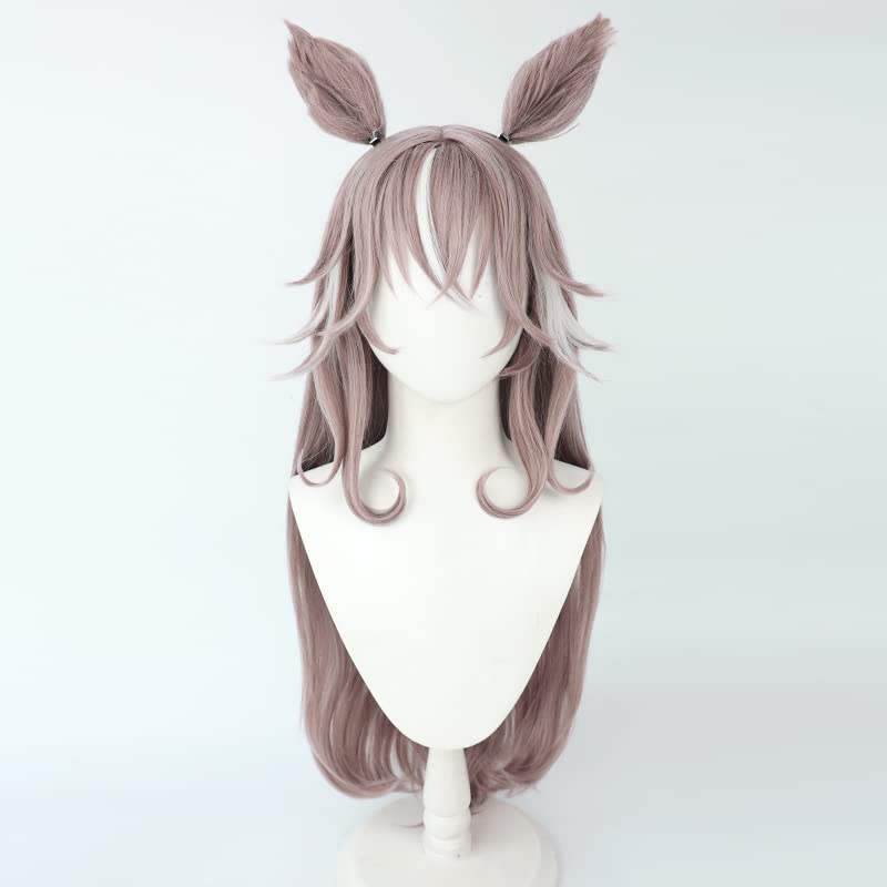 Wonder Acute Cosplay Wig, Ash Pink and White Mix, Perfect for Costumes, Halloween Events, and Photoshoots (Body, Ears, and Tail)
