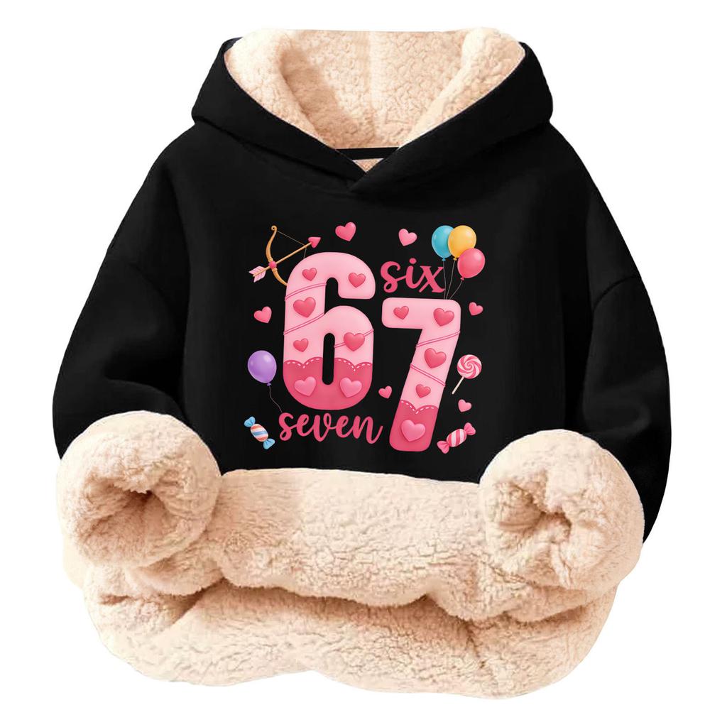 Çocuklar İçin Modaya Uygun Baskılı Günlük Polar Kapüşonlu Bol Kesim Cepli Olmayan Hoodie