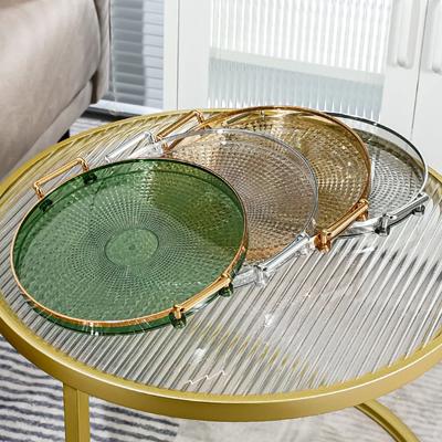 Luxuriöses Aufbewahrungstablett Rundes Kunststoff-Serviertablett Küchenorganisator Speiseteller Couchtisch-Dekor Obst Dessert Tee Tablett Aufbewahrung