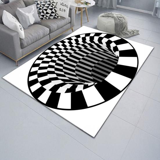 3D Optical Illusion Floor Mat Non-Slip Stable Design Water Absorbent Floor MatStunning Burrow Visual Effect Rug Living Room Bedroom Decor