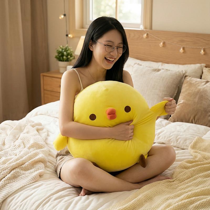 Amuseable Super Soft Cartoon Doll Kawaii Little Yellow Chicken Plush Cushion White Toy Ornament Holiday Birthday Gift For Kids
