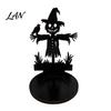 Spooky Pumpkin Tea Light Decor Halloween Wooden Candle Holder, Black Hollow Crow Spider Tealight Display Party Atmosphere Stand, Gothic Silhouette