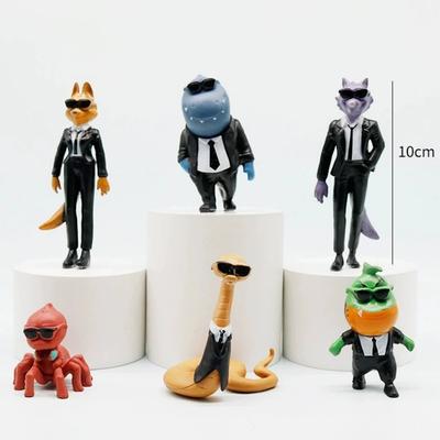 THE Amine 6pcs The Bad Guys Action Figure Toys Kawaii Wolf Piranha Snake Shark Tarantula Anime Doll PVC Animal Toy Birthday Gift