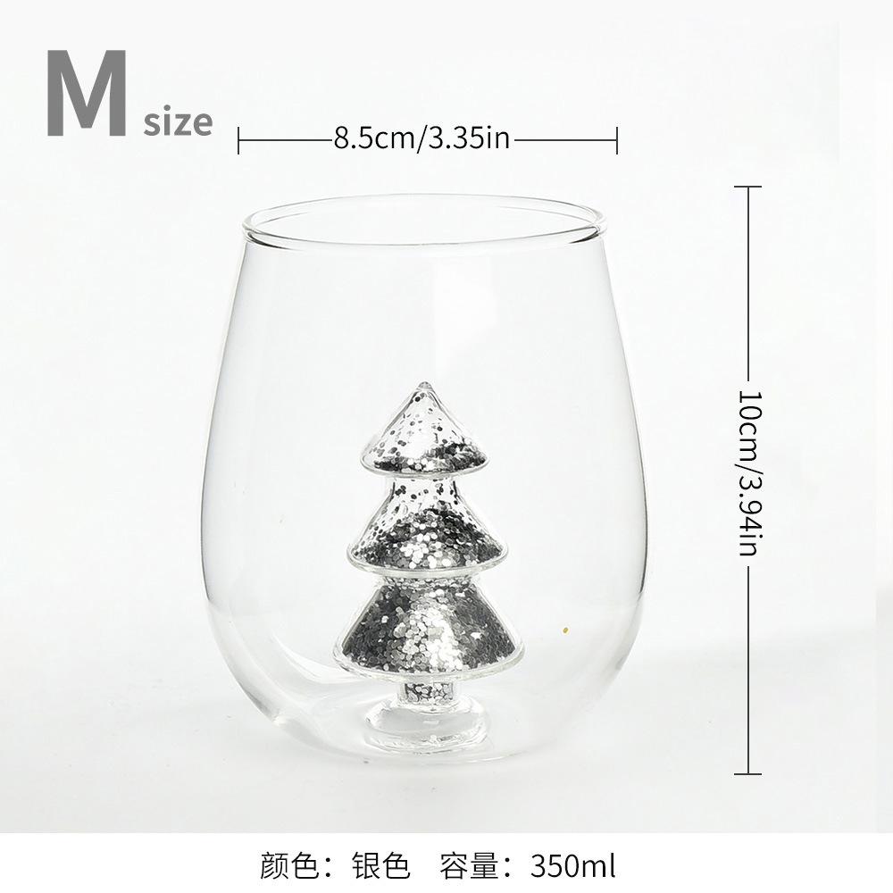 Creative Christmas Tree Glass Cup with 3D Colorful Glitter for Milk Juice Water