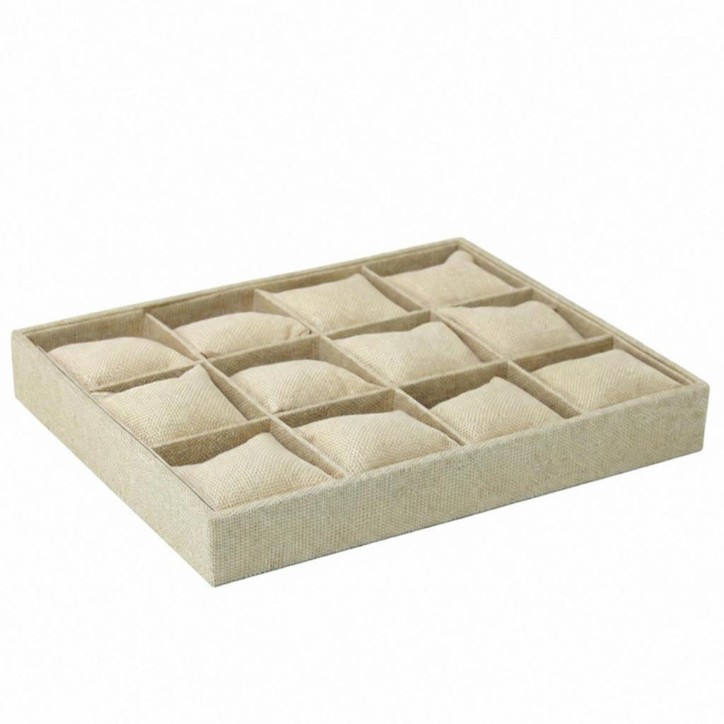 Samt Schmuckdisplay-Tablett 12-Schlitz-Organizer Aufbewahrungsbox mit Kissen für Uhren und Halsketten