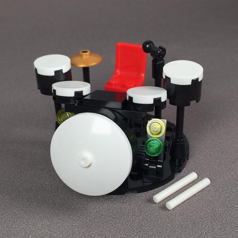 Set  MOC Bricks DIY MOC Drum Kit Set Music Equipment Microphone Drumsticks building Blocks Action Figure Kids Dolls Gifts