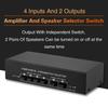4 in 2 Out Amplifiers Switcher Selector Speaker Splitters Switcher Box Selector 4 in 2 Out Switcher Banana Adapters