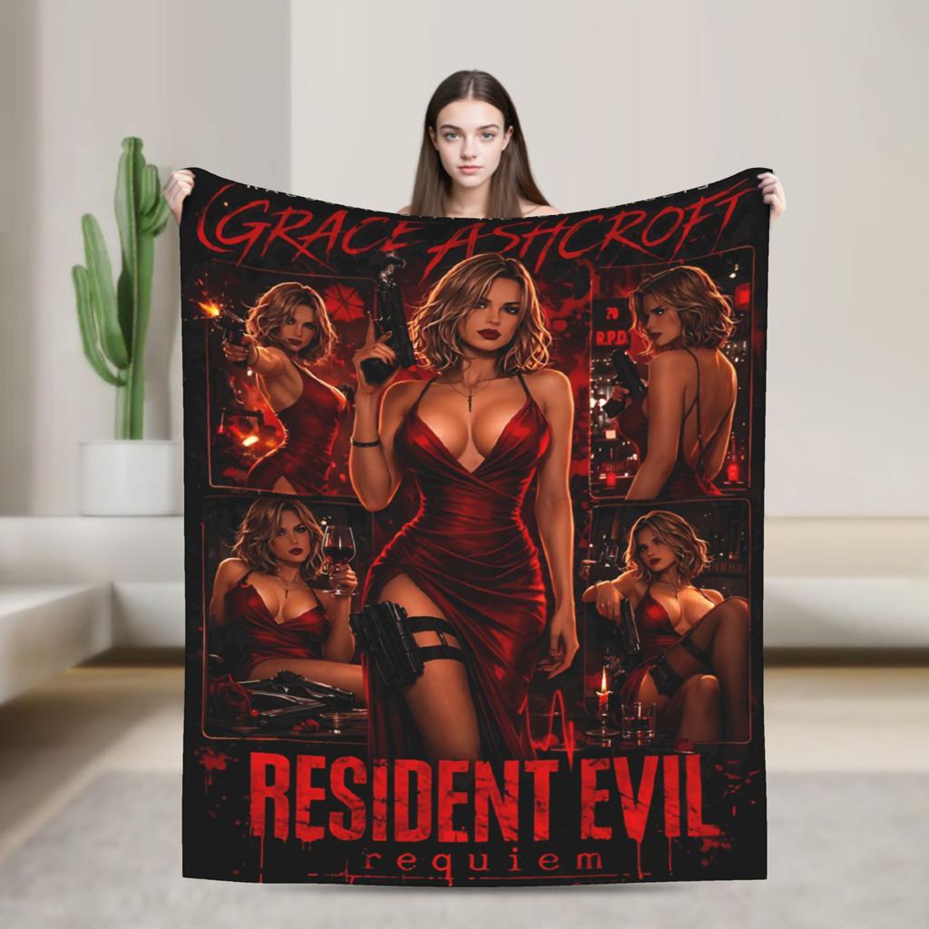 Resident Evil Leon Kennedy Plush Blanket Girls Boys  Flannel Throw Blanket For Living Room Soft Quality Bedspread Gift Idea