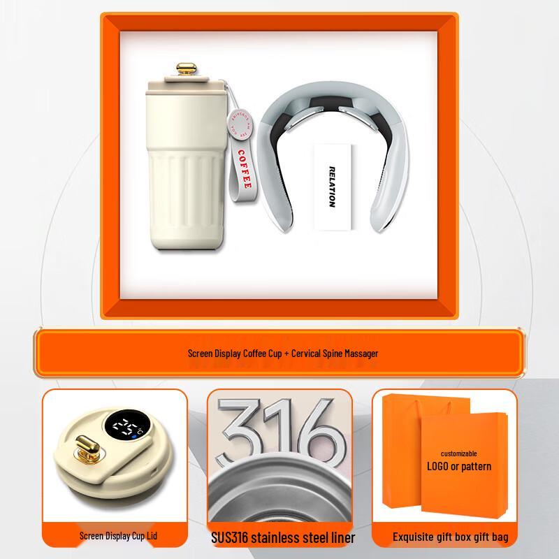 Smart Digital Coffee Cup & Neck Massager Set
