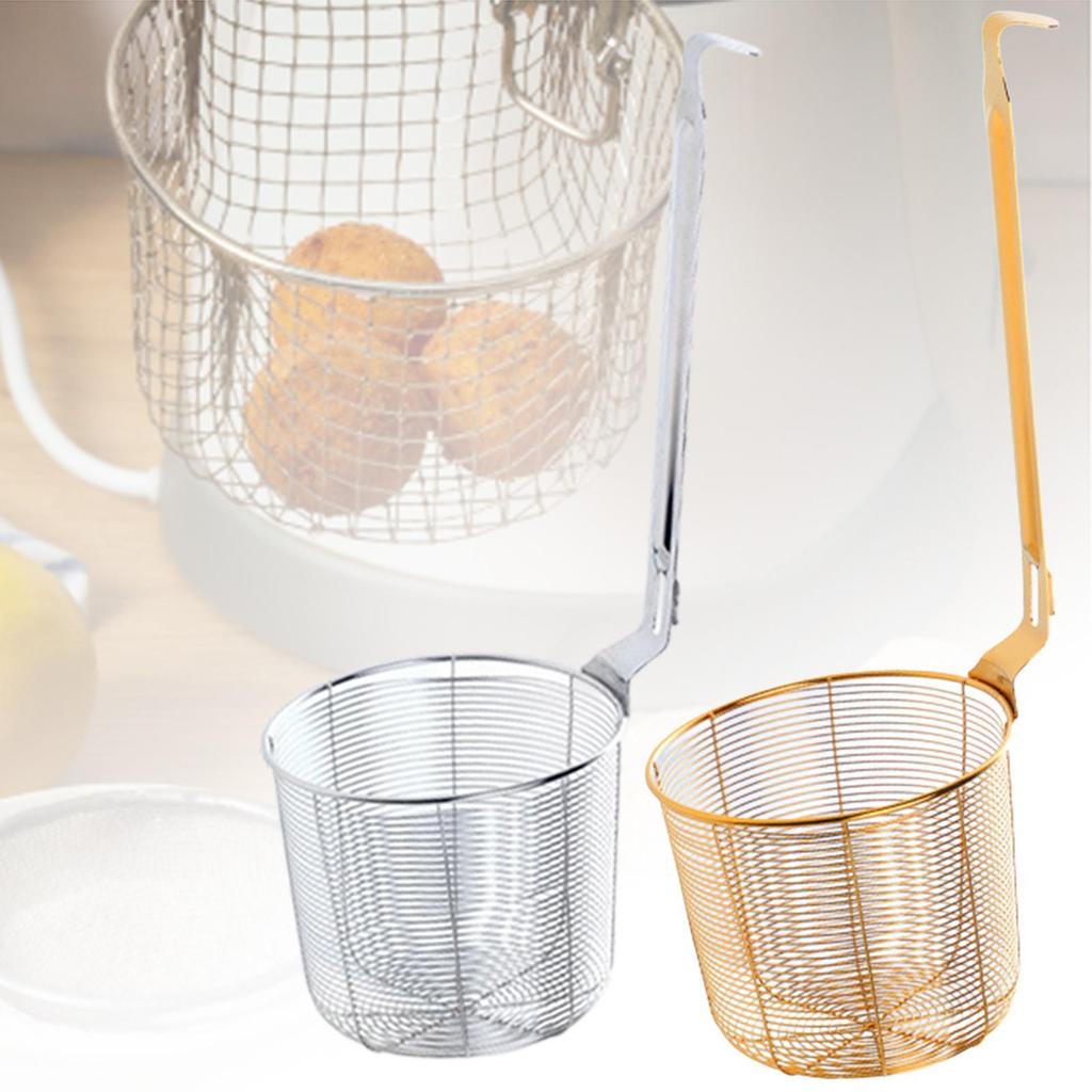 Pasta Strainer Portable Frying Basket Mesh Pasta Basket Noodle Strainer for Straining Kitchen Dumplings Draining Cooking