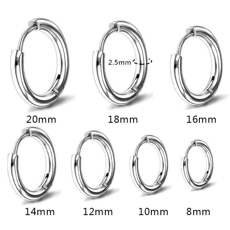 10 ADET Punk Minimalist Paslanmaz Çelik Yuvarlak Halka Siyah Kadın Piercing Halka Küpe Erkek İçin Takı Aksesuarları Dekorasyon Trendi