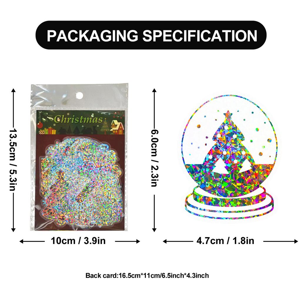 50 Transparent Laser Hat Christmas Stickers Laser Silver Hot PET Retro Butterfly Transparent Hand Account Holographic Stickers