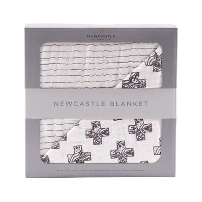 Couverture Newcastle Classics en mousseline de bambou véritable, pare-soleil, climatisation, protection pour lit, croix nordique et rayures crayon 120 x 120 cm (Newcastle