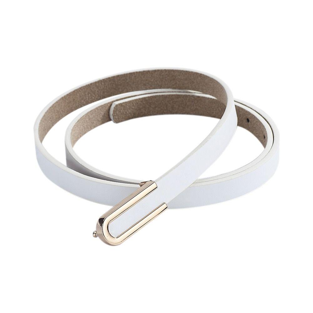 Fashion Vintage Casual Leather Belt Thin Waist Strap Metal U Buckle Waistband Trouser Dress Belts