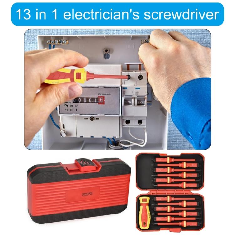Set di cacciaviti isolati per elettricista 1000V, Set di 13 cacciaviti professionali con impugnatura ammortizzata, Strumento per riparazioni domestiche