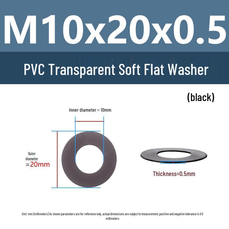 Yigu Black PVC Insulating Waterproof Flat Washer (M2-M10, M4-M5)