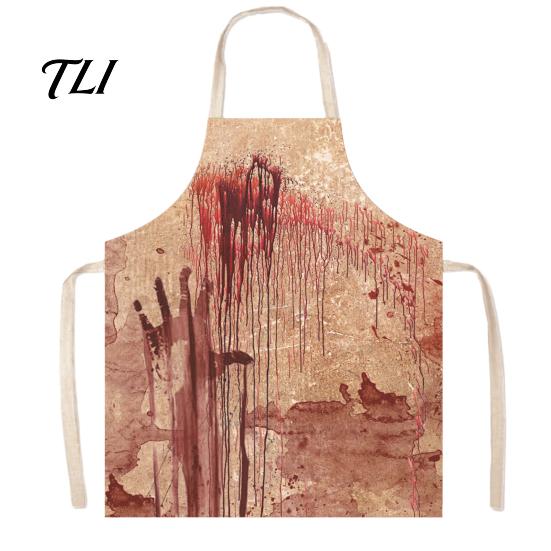 Novelty Barbecue Apron Halloween Butcher with Realistic Blood Stain, Washable Protective Work Apron, Creepy Horror Costume Prop for Cosplay