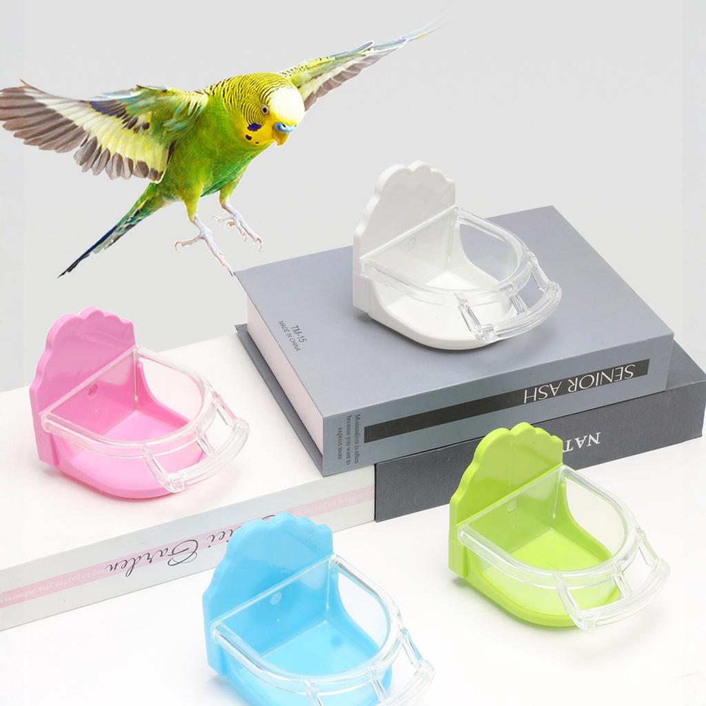Semicircular Built-in Bird Feeder Bowl Cage Accessory for Parakeet Lovebird