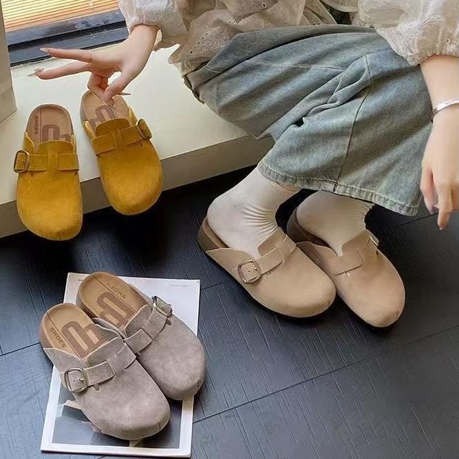 Damen Schuhe Plateau Tasche Kopf Hausschuhe matt klassisch halb schleppend lässig vielseitig täglich Ein-Pedal Hausschuhe