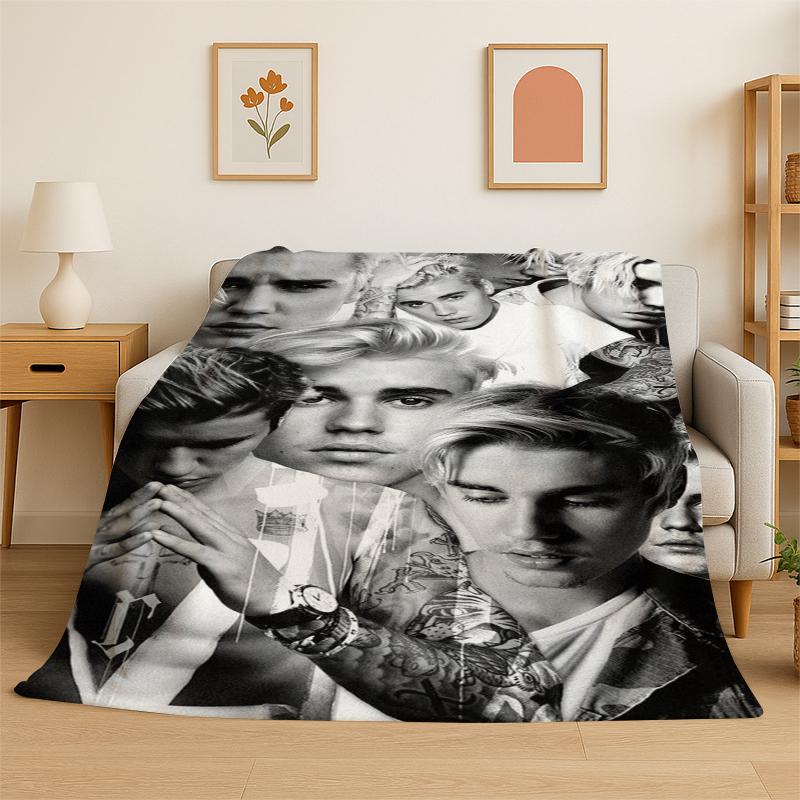 3D Singer Star Flannel Blanket Soft Warm Throw Blanket for Bedroom Living Room Bed Travel Camping Picnic Gift