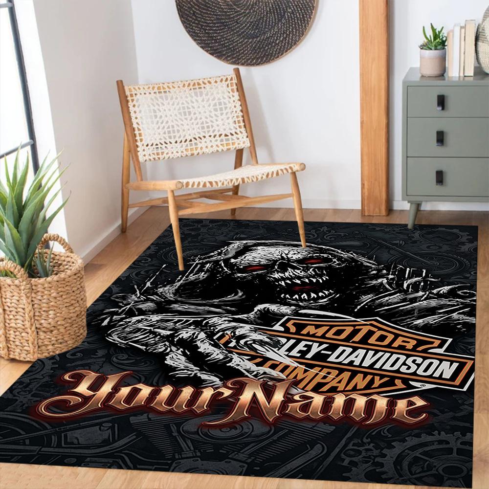 Harley-davidson Motorcycles Customized Name Area Rug Suitable for Living Rooms Bedrooms Balcony Playrooms Antislip Carpet Decorate Offices