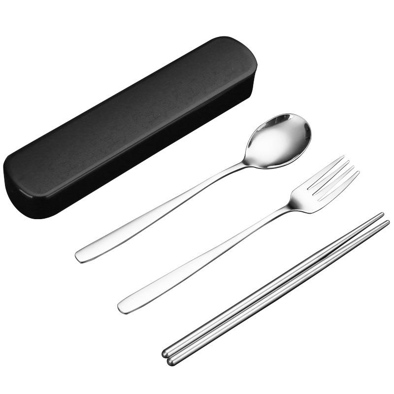 Portable Stainless Steel Cutlery Set: Fork, Spoon & Chopsticks - Ideal for Students & Outdoor Use