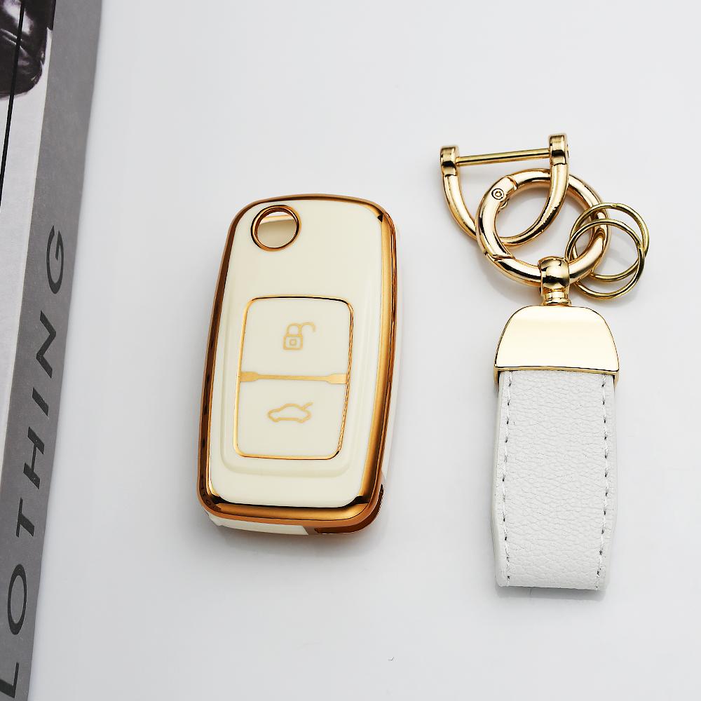 Gold Edge Soft Tpu Car Key Case Cover Keyless Fob Shell Holder Protector For Chery Tiggo Tengo Fulwin 2 Cowin A3 A5 A13 M11 E5