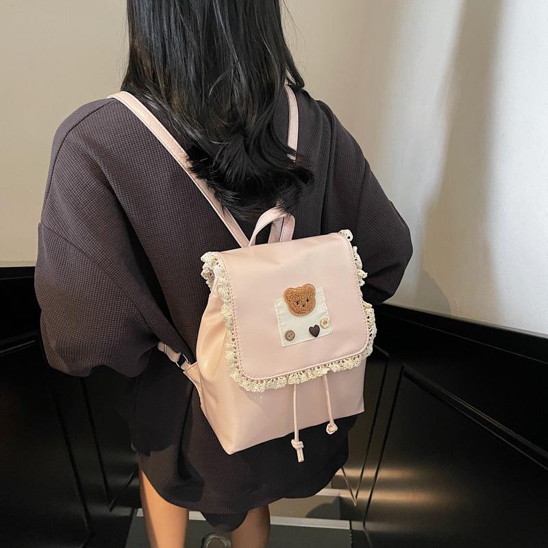 Cute Girls Backpack Women's 2025 Summer New Fashion Commuter Class Schoolbag Large Capacity Bear Backpack