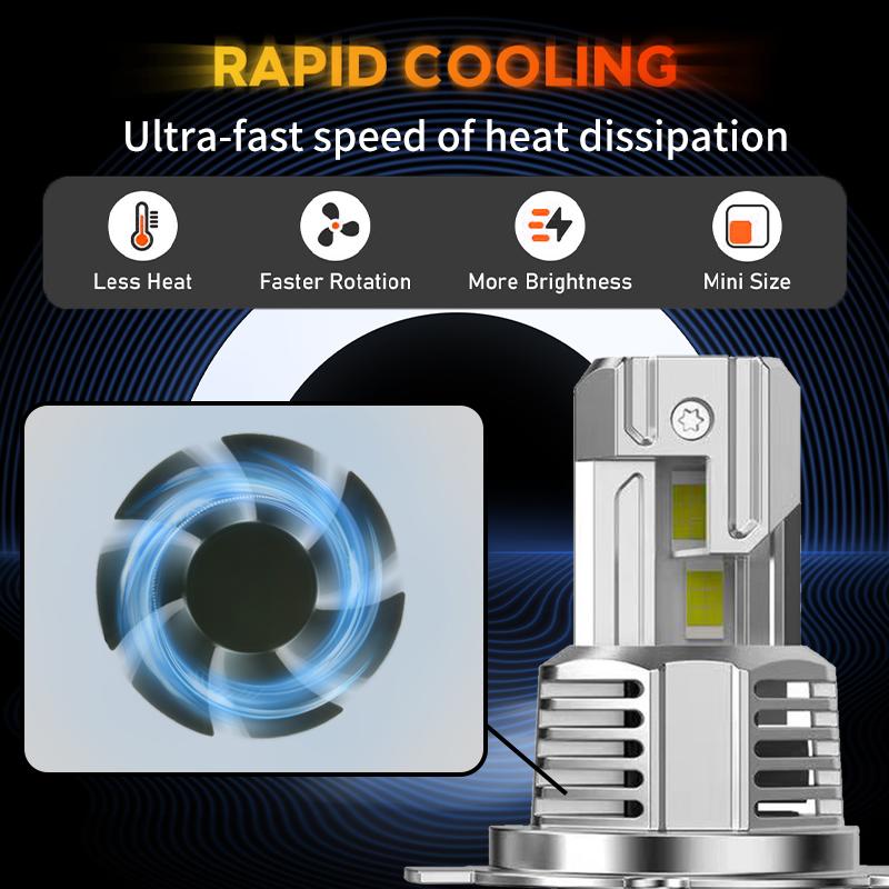 2pcs High Power H4 Car Light Headlight 12v 80w 12000lm Auto Lights LED Bulb Turbo Headlamp White High Low Beam Auto Halogen Lamp