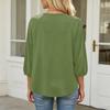 Women's 3/4 Sleeve Round Neck Pleated T-Shirt Top Lightweight Soft Fabric Comfortable Fit Casual Wear