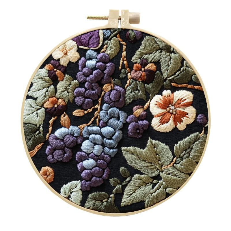 

1 шт. Набор для вышивания виноградом своими руками, ручной работы, из ткани, на английском языке, подходит для начинающих любителей вышивания 15cm