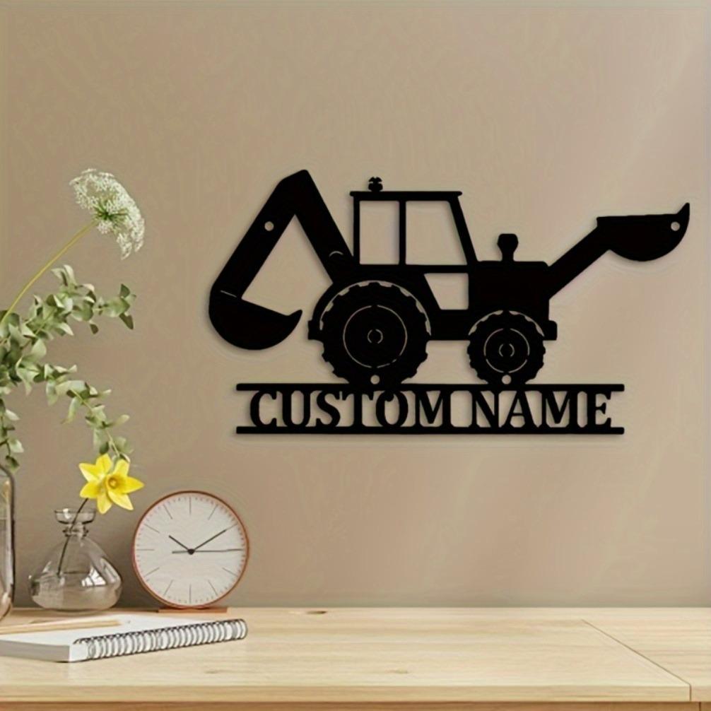 Custom Excavator Metal Sign Personalized Construction Wall Art with Name Industrial Decor for Garage Man Cave