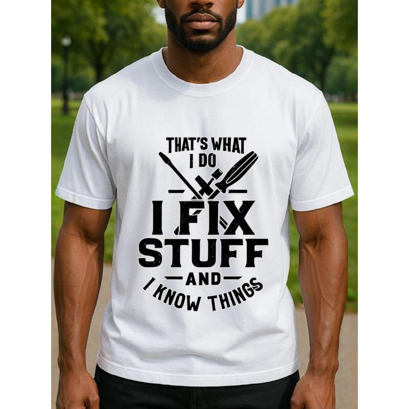 European Size The Professional Confidence and Pragmatism of Artisans. Men's Printed Short-sleeved Shirt,Men's Wear, Simple Knitted Pure Cotton T-shirt